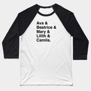 Character names (v2) - Warrior Nun Baseball T-Shirt